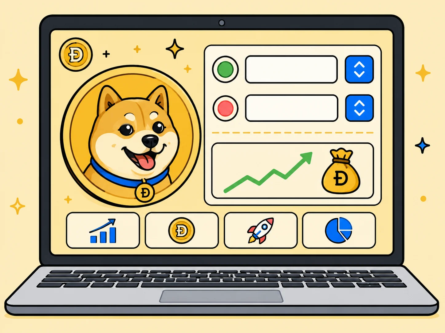 Dogecoin profit calculator showing entry price and target price fields